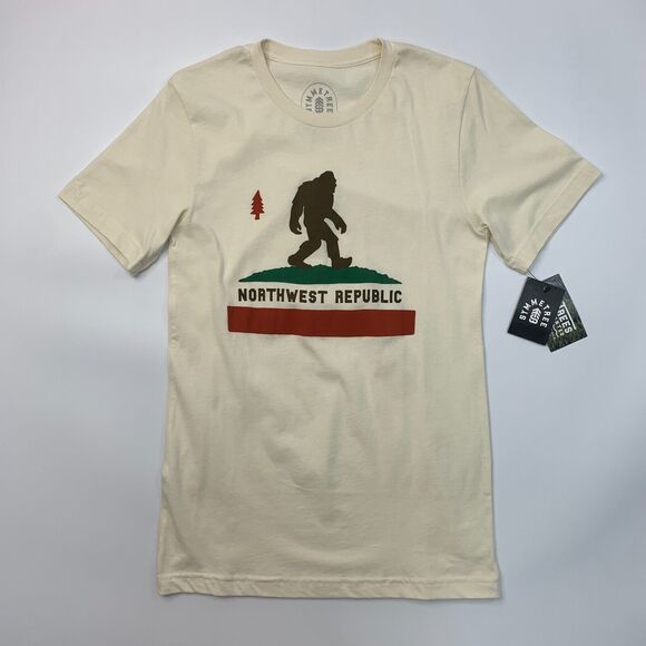 Northwest Republic T Shirt Mens S Small Cream Big Foot Sasquatch Cali Symmetree - Picture 2 of 10